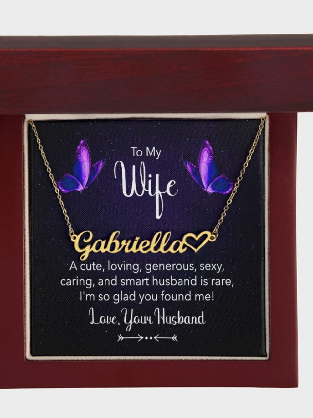 A Cute Loving Personalized Gold Tone Heart Name Necklace Custom Gift Luxury B